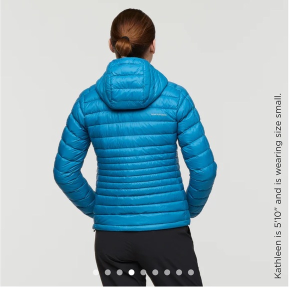 Cotopaxi Women's Medium Fuego Hooded Down Jacket Puffer Lake Blue Aqua NWT - Picture 10 of 16